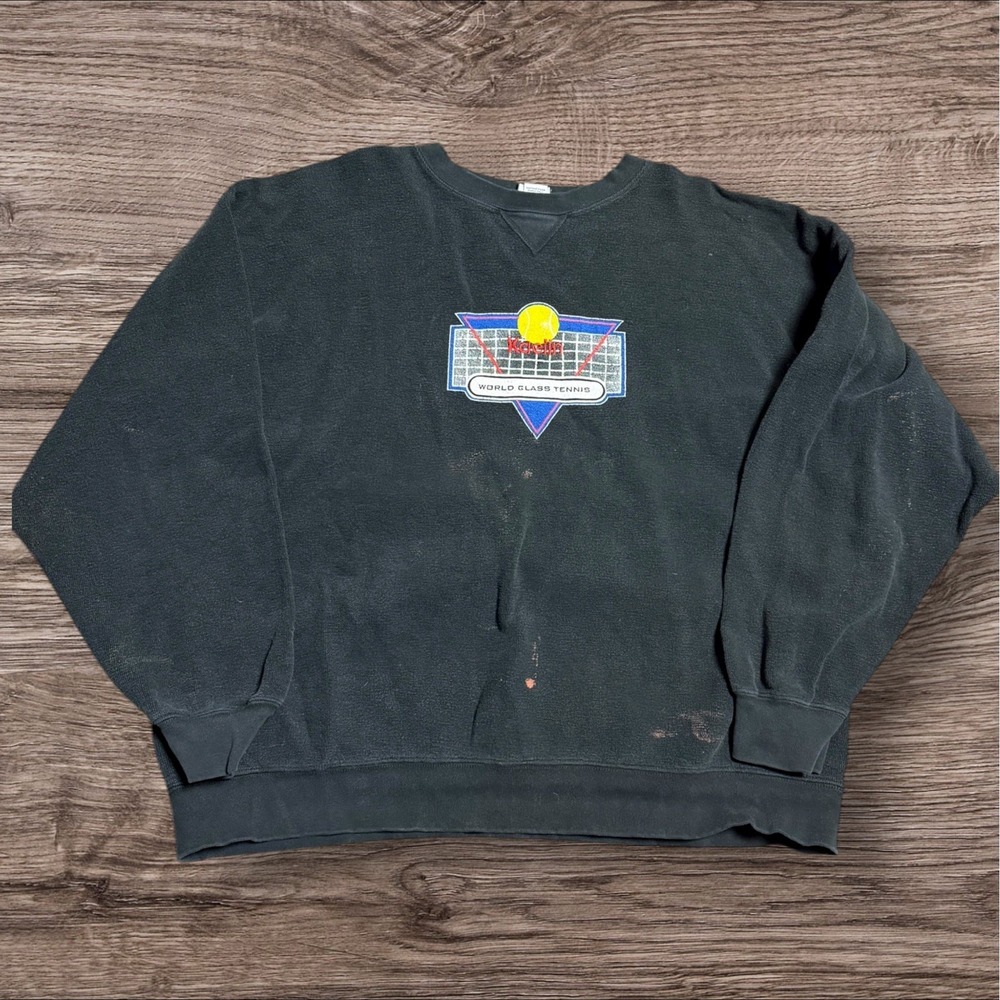 Vintage US Open Tennis  Kaelin Pullover Sweatshirt Black Made In USA XL‎